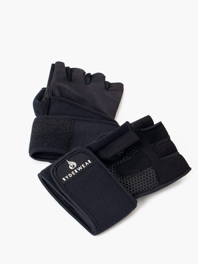 Men's Ryderwear Men Gloves Wrap Lifting Gloves Black | NZ1609MA