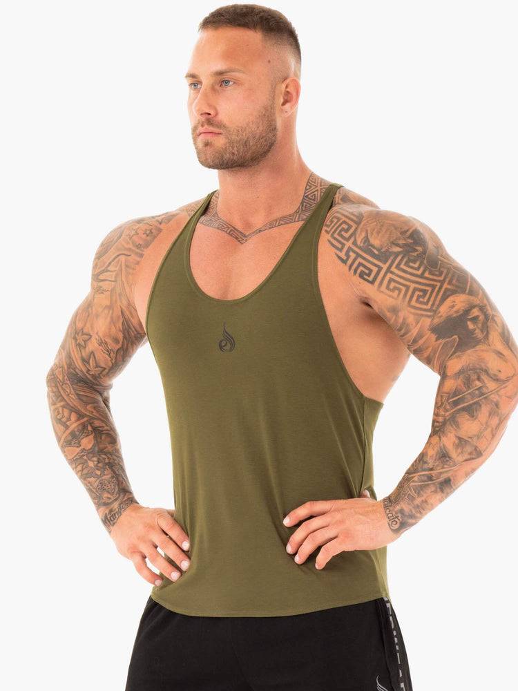 Men's Ryderwear Men Gym Stringers Active T-Back Gym Stringers Khaki | NZ1495HK