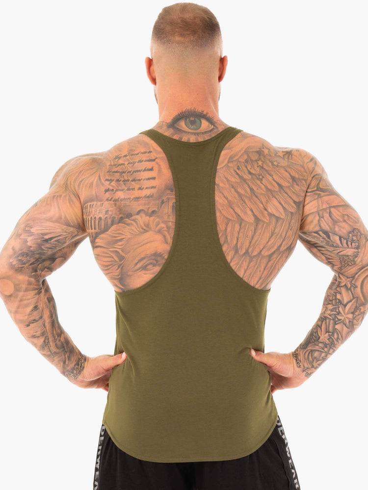 Men's Ryderwear Men Gym Stringers Active T-Back Gym Stringers Khaki | NZ1495HK