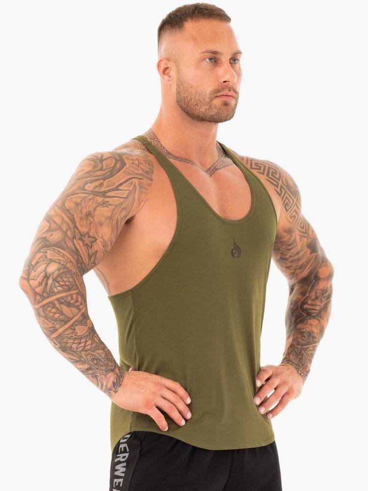 Men's Ryderwear Men Gym Stringers Active T-Back Gym Stringers Khaki | NZ1495HK