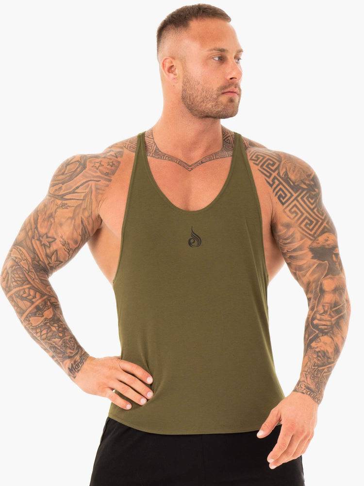 Men\'s Ryderwear Men Gym Stringers Active T-Back Gym Stringers Khaki | NZ1495HK