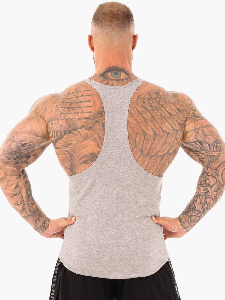 Men's Ryderwear Men Gym Stringers Active T-Back Gym Stringers Grey Marl | NZ1497KI