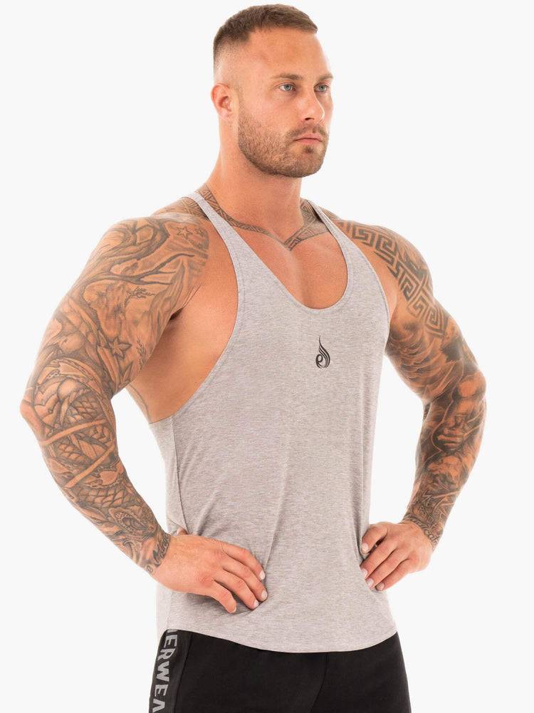 Men's Ryderwear Men Gym Stringers Active T-Back Gym Stringers Grey Marl | NZ1497KI