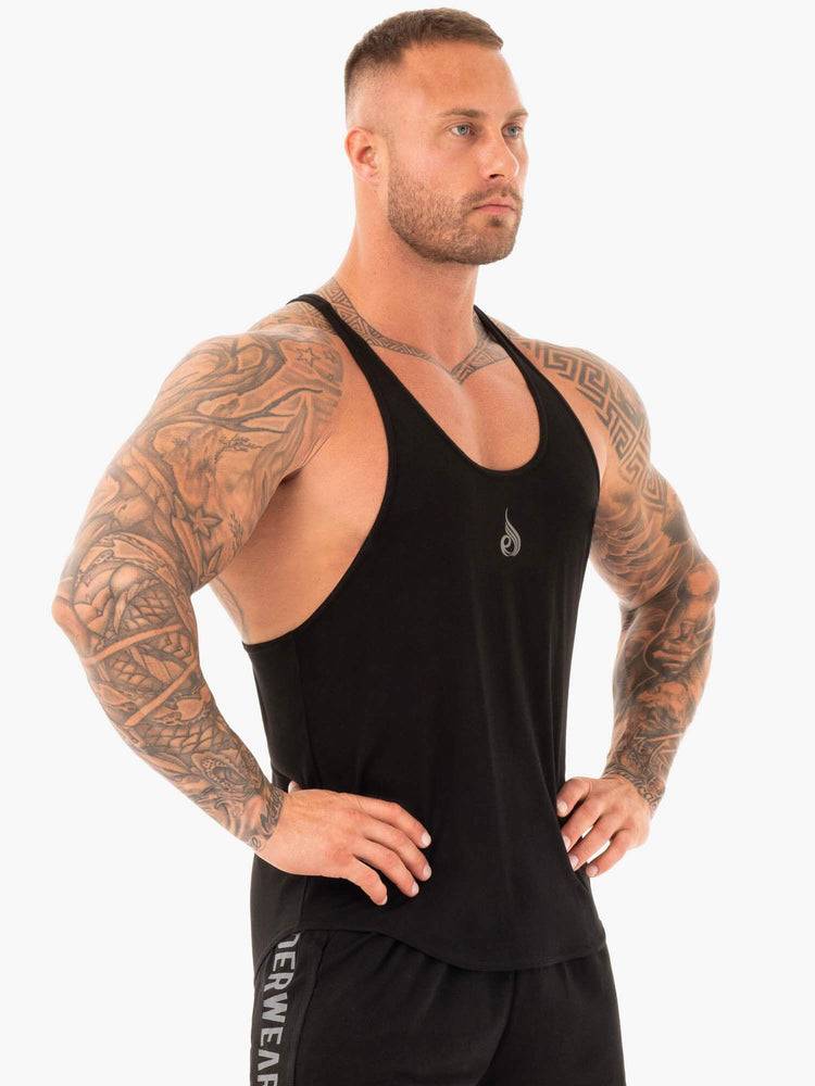 Men's Ryderwear Men Gym Stringers Active T-Back Gym Stringers Black | NZ1498LH