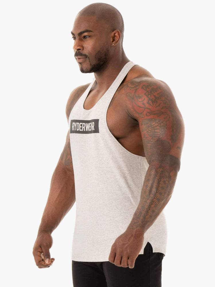 Men's Ryderwear Men Gym Stringers Base Stringer T-Back Gym Stringers Grey Marl | NZ1499ZG