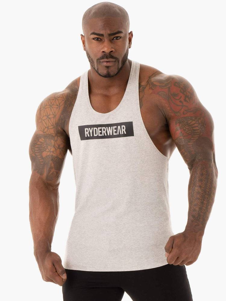 Men\'s Ryderwear Men Gym Stringers Base Stringer T-Back Gym Stringers Grey Marl | NZ1499ZG