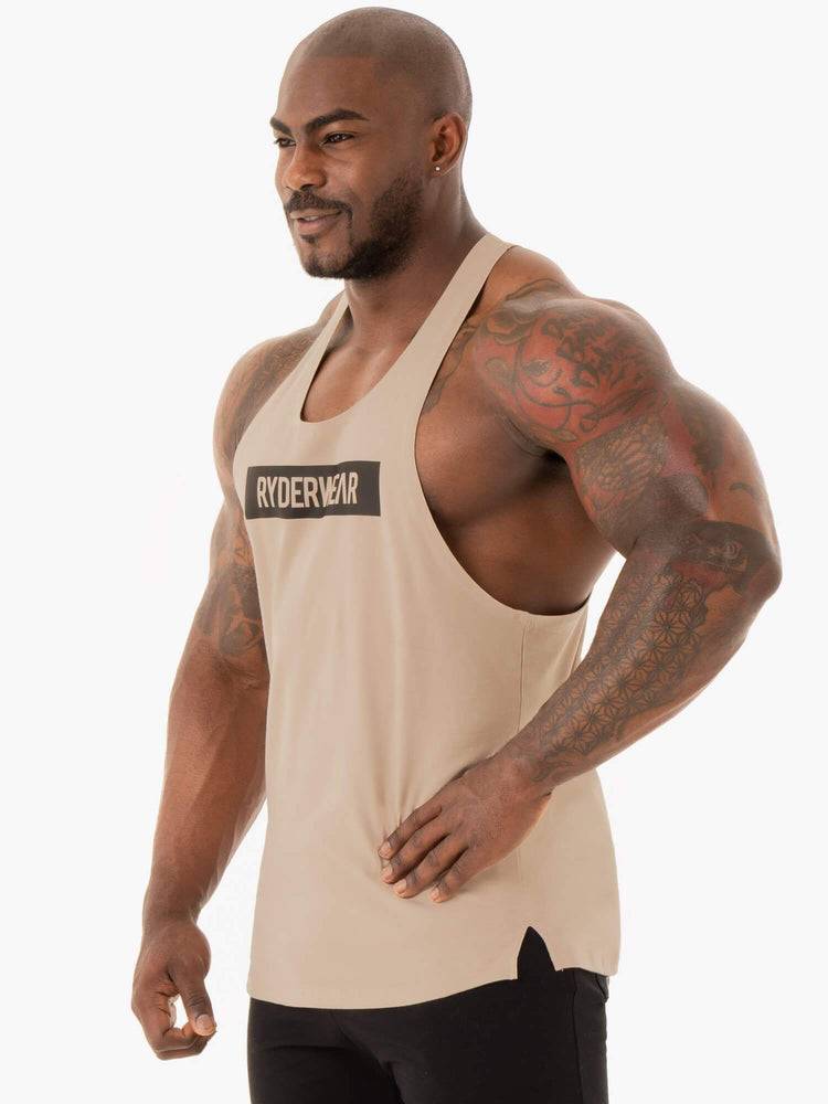 Men's Ryderwear Men Gym Stringers Base Stringer T-Back Gym Stringers Sand | NZ1502VD