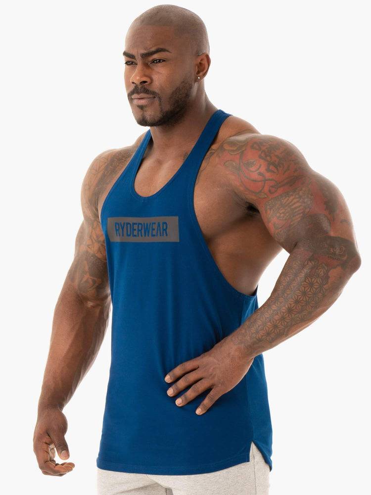 Men's Ryderwear Men Gym Stringers Base Stringer T-Back Gym Stringers Navy | NZ1504NB