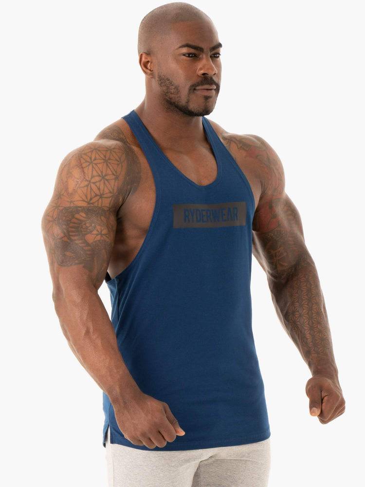 Men's Ryderwear Men Gym Stringers Base Stringer T-Back Gym Stringers Navy | NZ1504NB