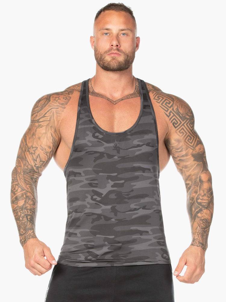 Men\'s Ryderwear Men Gym Stringers Camo Stringer T-Back Gym Stringers Black Camo | NZ1506QZ