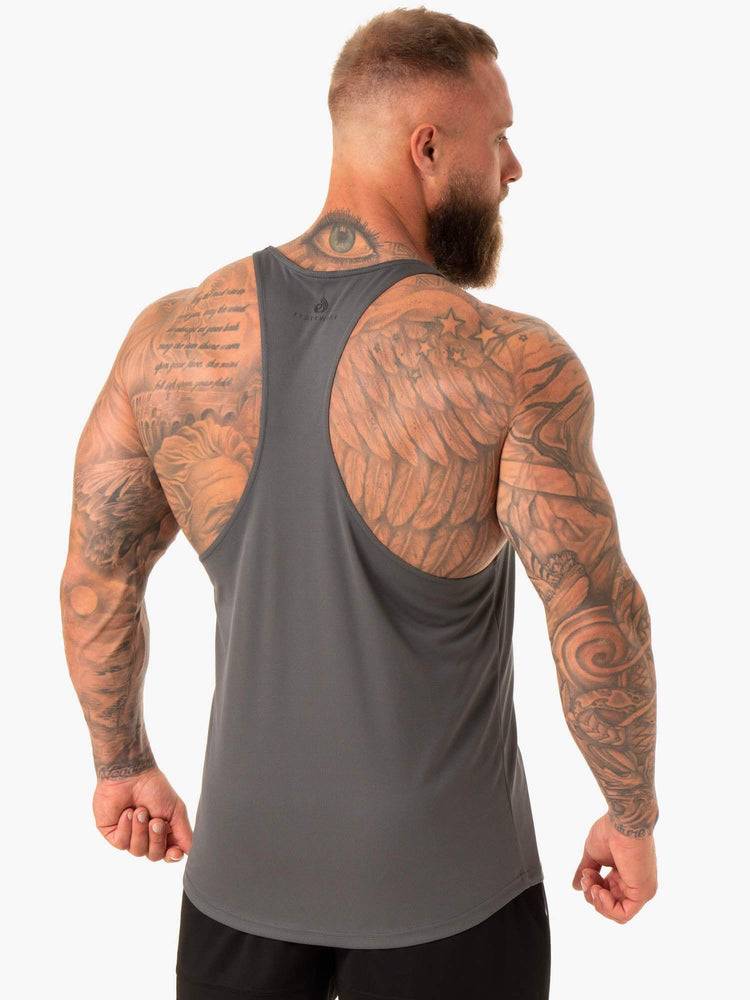 Men's Ryderwear Men Gym Stringers Define Mesh T-Back Gym Stringers Charcoal | NZ1511YU