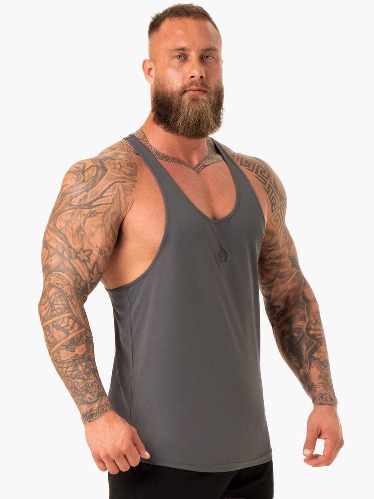 Men's Ryderwear Men Gym Stringers Define Mesh T-Back Gym Stringers Charcoal | NZ1511YU