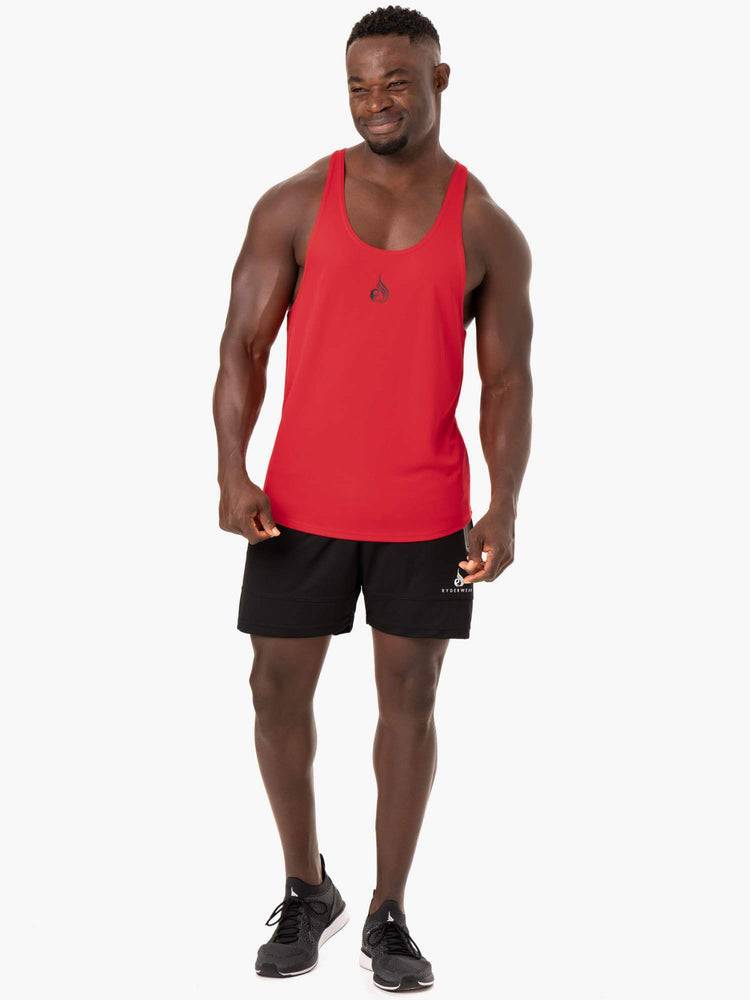 Men's Ryderwear Men Gym Stringers Define Mesh T-Back Gym Stringers Red | NZ1512UT