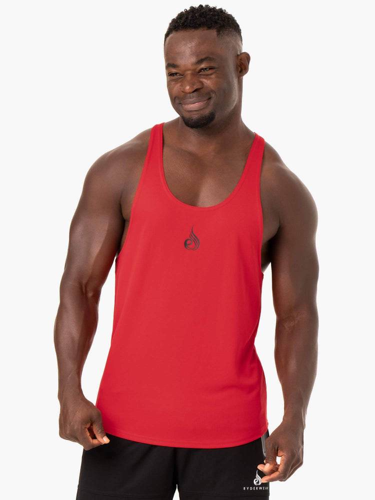 Men\'s Ryderwear Men Gym Stringers Define Mesh T-Back Gym Stringers Red | NZ1512UT