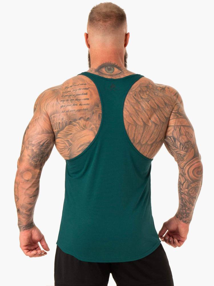 Men's Ryderwear Men Gym Stringers Define Mesh T-Back Gym Stringers Emerald | NZ1513IS