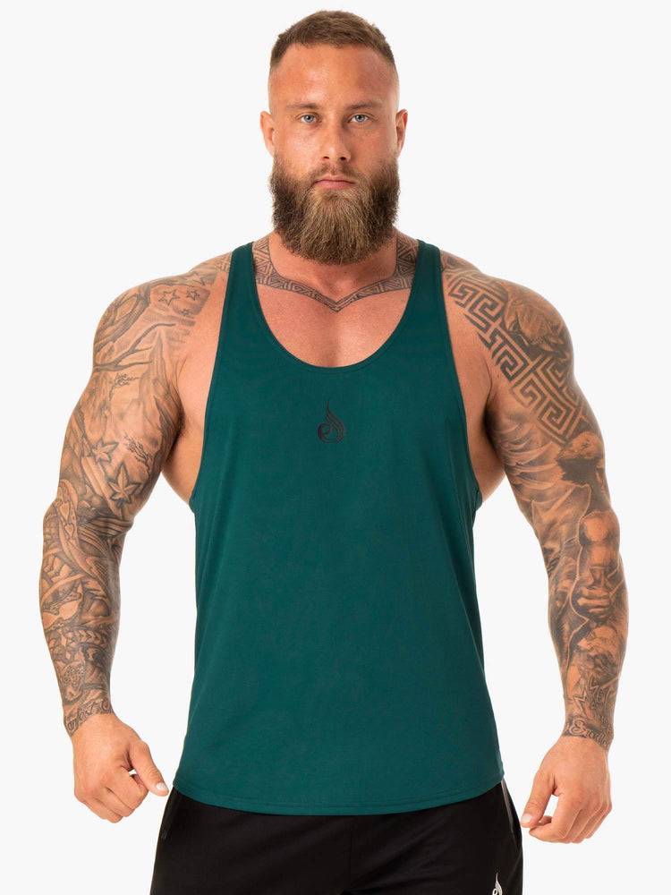 Men\'s Ryderwear Men Gym Stringers Define Mesh T-Back Gym Stringers Emerald | NZ1513IS