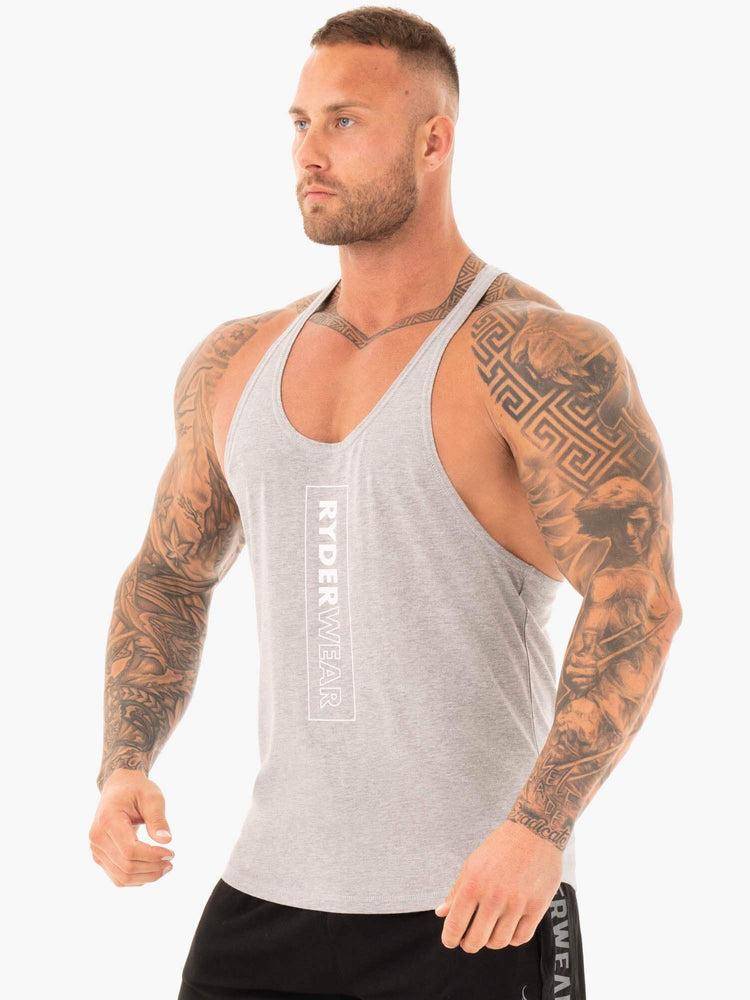 Men's Ryderwear Men Gym Stringers Flex T-Back Stringer Gym Stringers Grey Marl | NZ1516AP