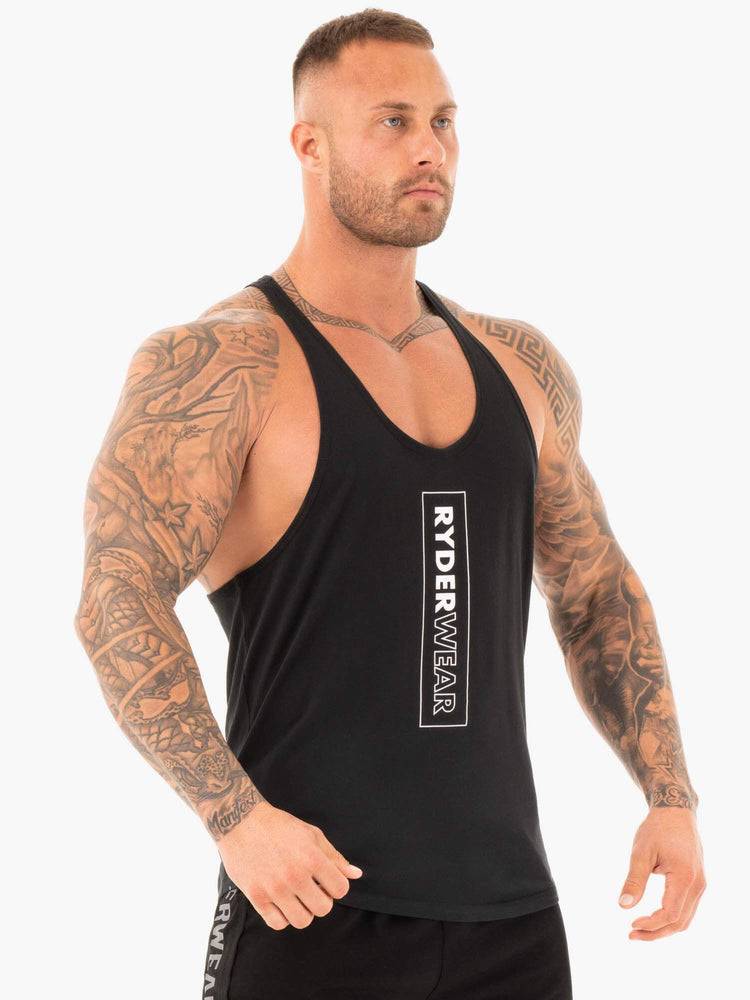 Men's Ryderwear Men Gym Stringers Flex T-Back Stringer Gym Stringers Black | NZ1517SO