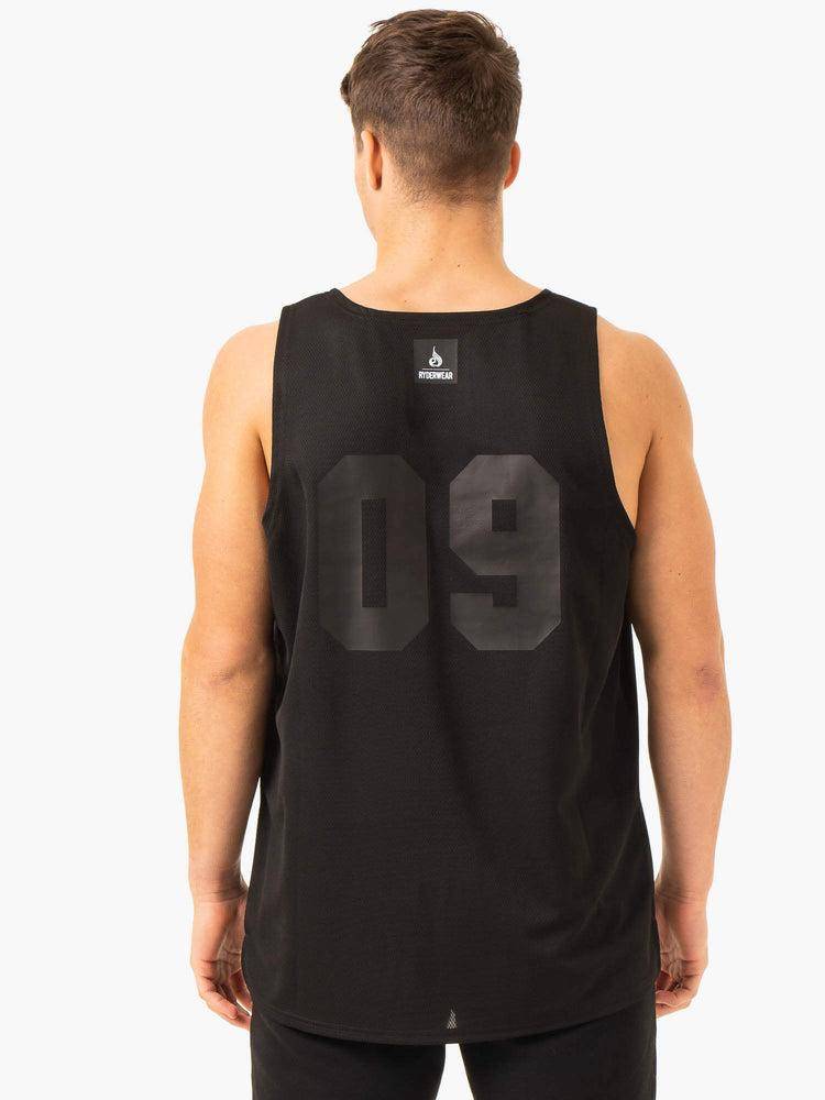 Men's Ryderwear Men Gym Stringers Heritage Jersey Gym Stringers Black | NZ1518DN