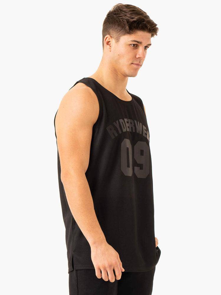 Men's Ryderwear Men Gym Stringers Heritage Jersey Gym Stringers Black | NZ1518DN