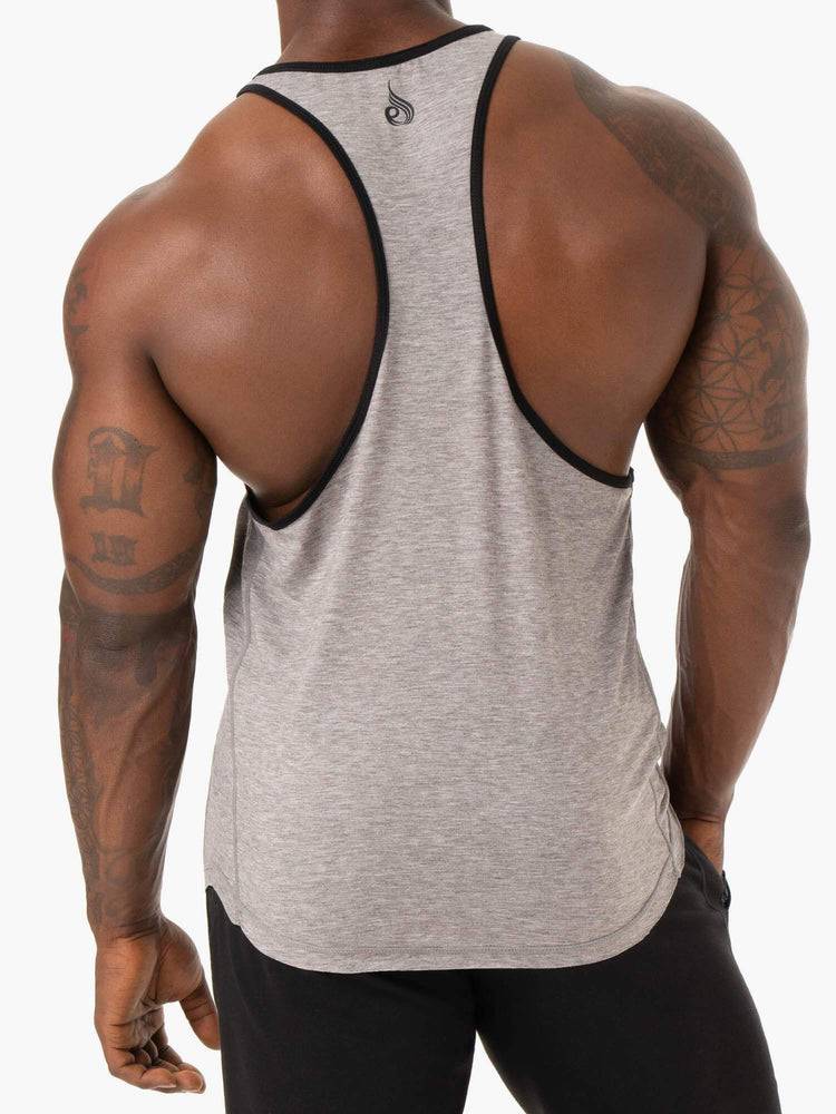 Men's Ryderwear Men Gym Stringers Iron Stringer T-Back Gym Stringers Grey Marl | NZ1519FM