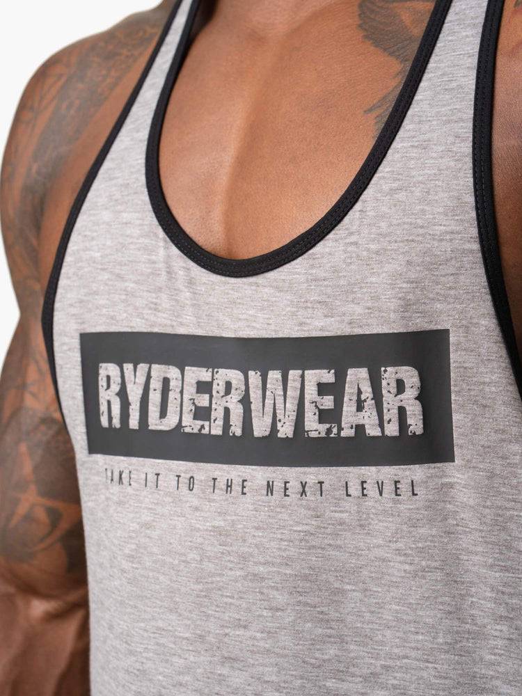 Men's Ryderwear Men Gym Stringers Iron Stringer T-Back Gym Stringers Grey Marl | NZ1519FM