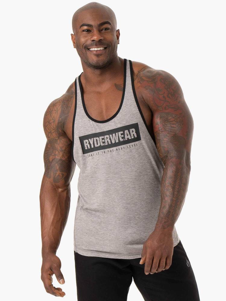 Men\'s Ryderwear Men Gym Stringers Iron Stringer T-Back Gym Stringers Grey Marl | NZ1519FM