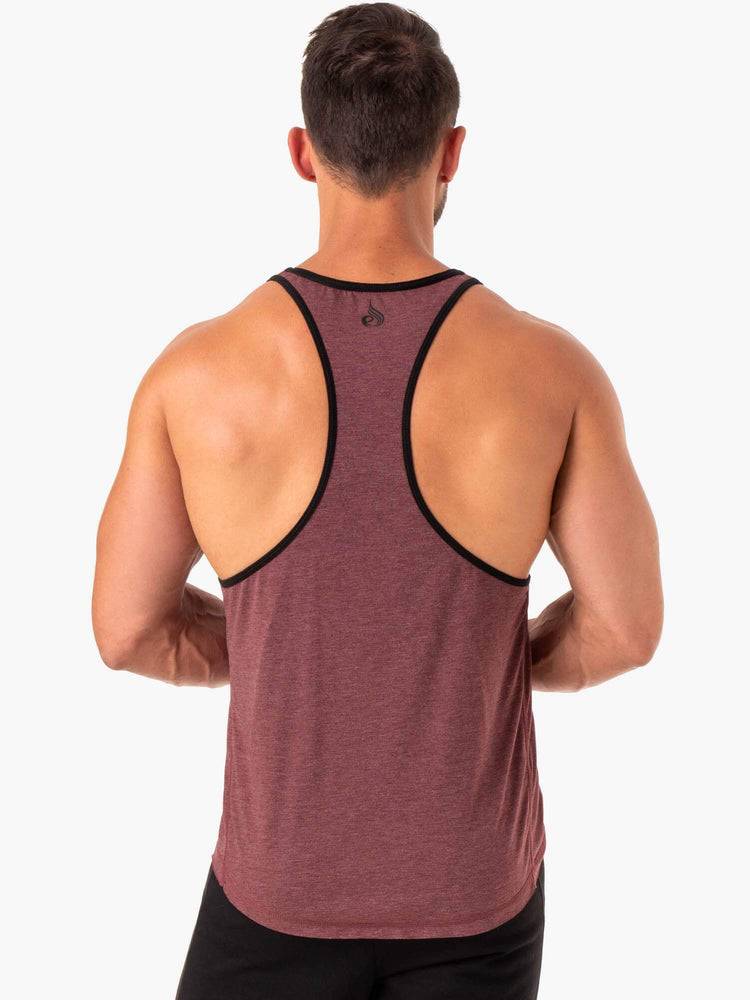 Men's Ryderwear Men Gym Stringers Iron Stringer T-Back Gym Stringers Burgundy Marl | NZ1520GL