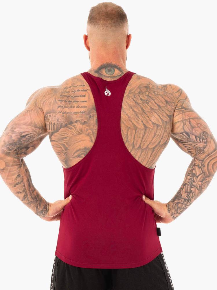 Men's Ryderwear Men Gym Stringers Lift T-Back Stringer Gym Stringers Burgundy | NZ1521HK