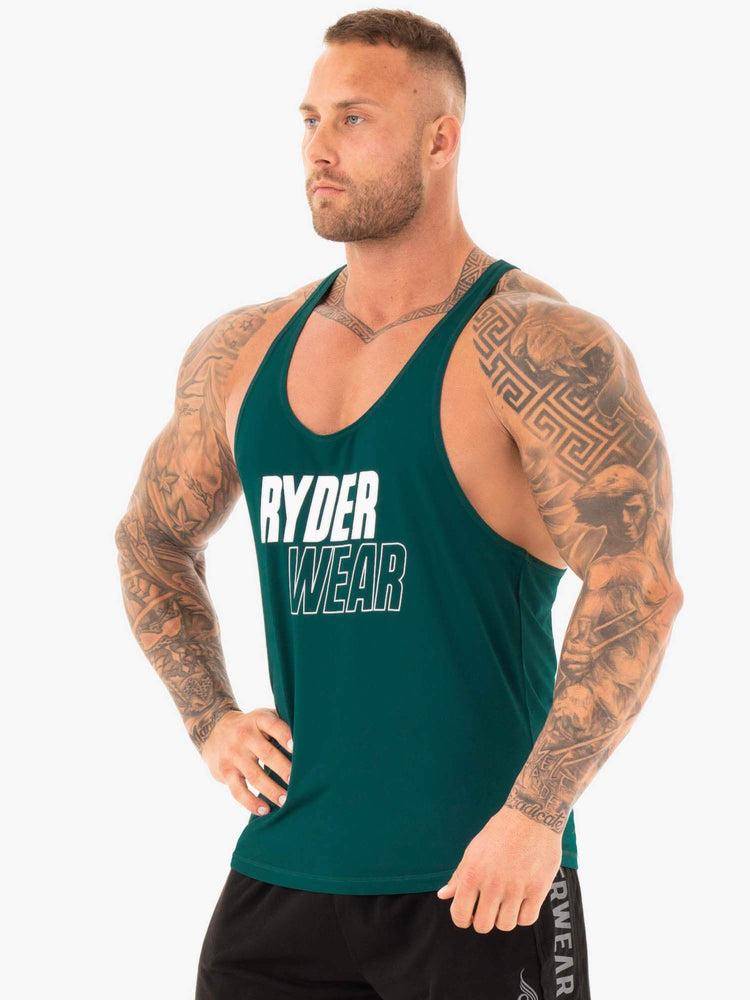 Men's Ryderwear Men Gym Stringers Lift T-Back Stringer Gym Stringers Teal | NZ1522JJ