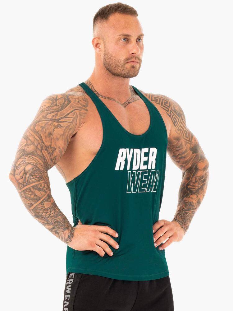 Men's Ryderwear Men Gym Stringers Lift T-Back Stringer Gym Stringers Teal | NZ1522JJ