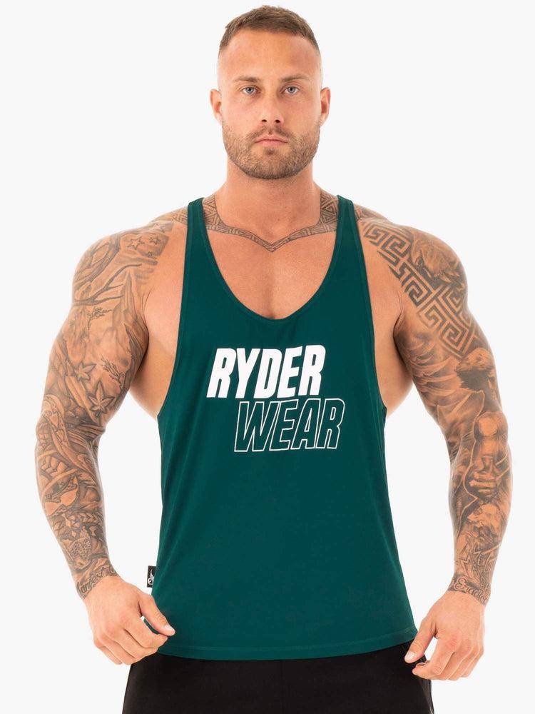 Men\'s Ryderwear Men Gym Stringers Lift T-Back Stringer Gym Stringers Teal | NZ1522JJ