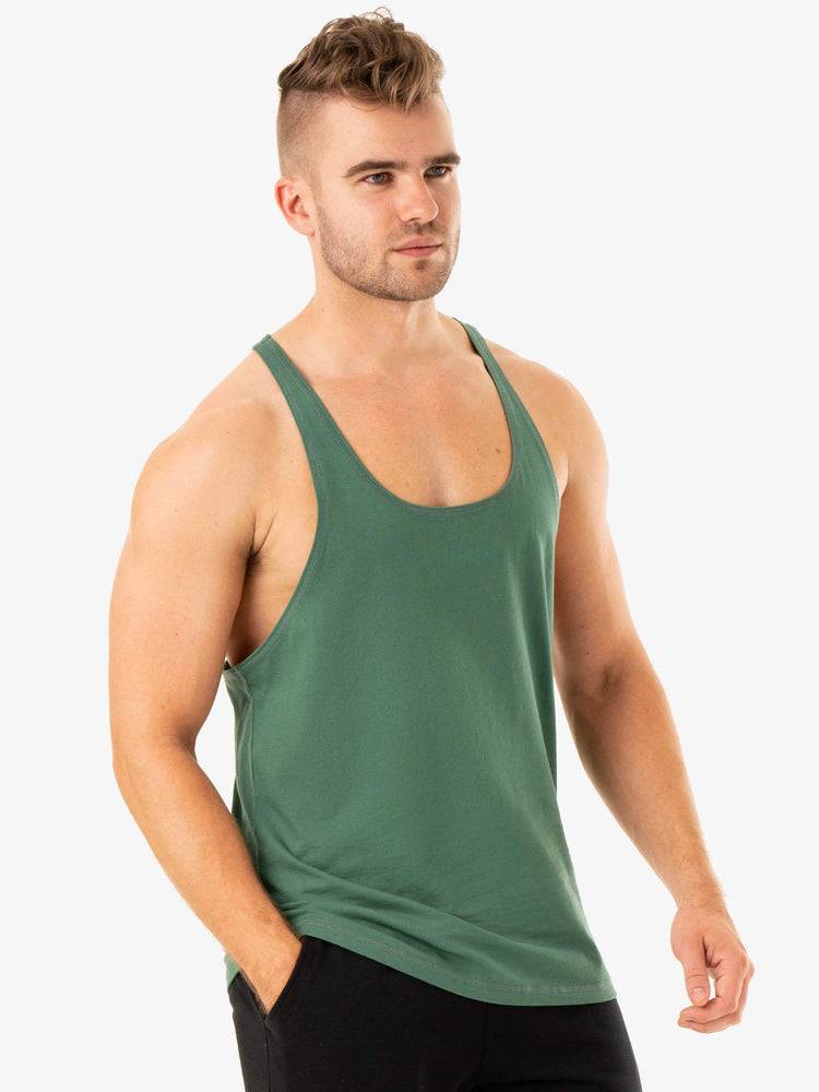 Men's Ryderwear Men Gym Stringers Limitless Stringer T-Back Gym Stringers Forest Green | NZ1525ZG