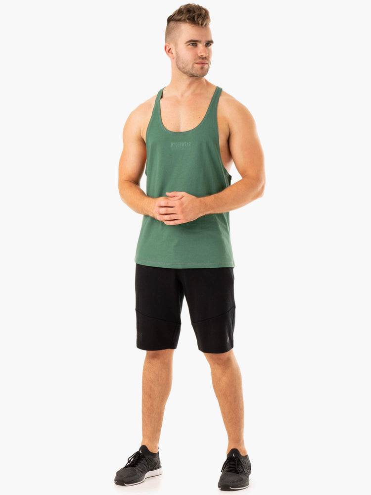 Men's Ryderwear Men Gym Stringers Limitless Stringer T-Back Gym Stringers Forest Green | NZ1525ZG