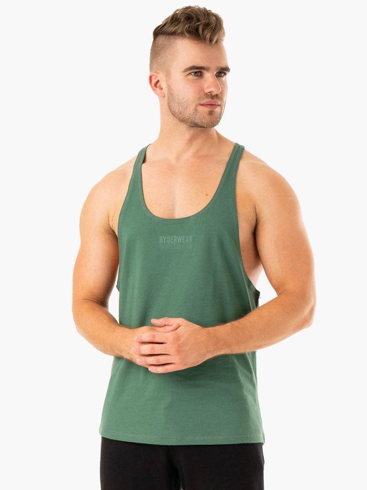 Men\'s Ryderwear Men Gym Stringers Limitless Stringer T-Back Gym Stringers Forest Green | NZ1525ZG