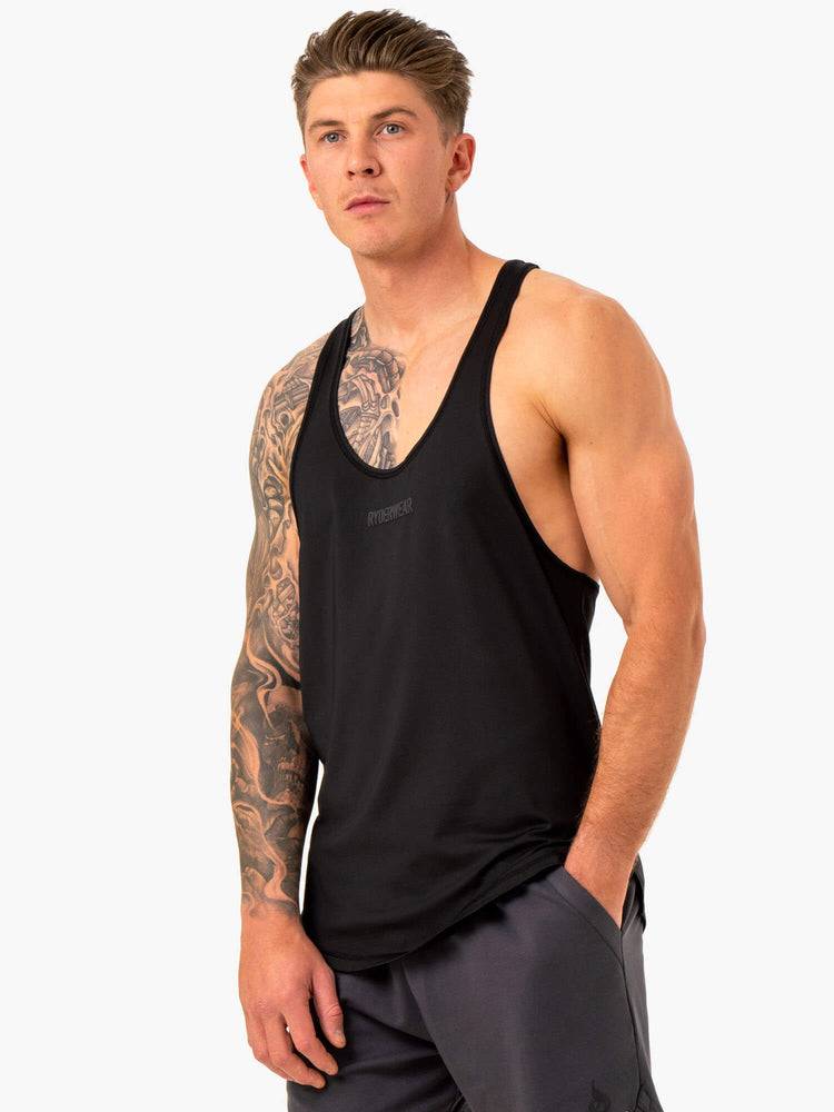 Men's Ryderwear Men Gym Stringers Optimal Mesh T-Back Gym Stringers Black | NZ1529BC