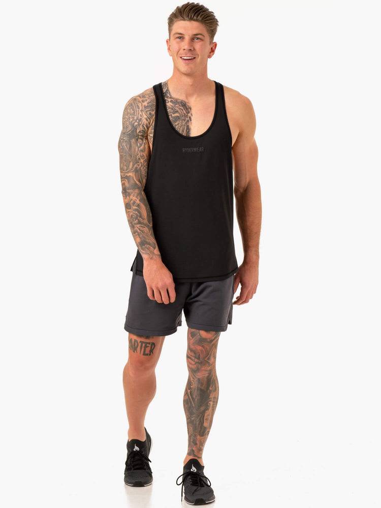 Men's Ryderwear Men Gym Stringers Optimal Mesh T-Back Gym Stringers Black | NZ1529BC