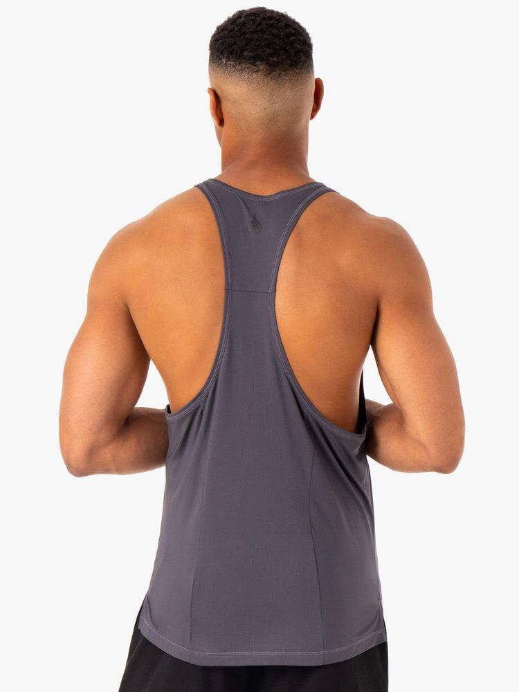 Men's Ryderwear Men Gym Stringers Optimal Mesh T-Back Gym Stringers Charcoal | NZ1530NB