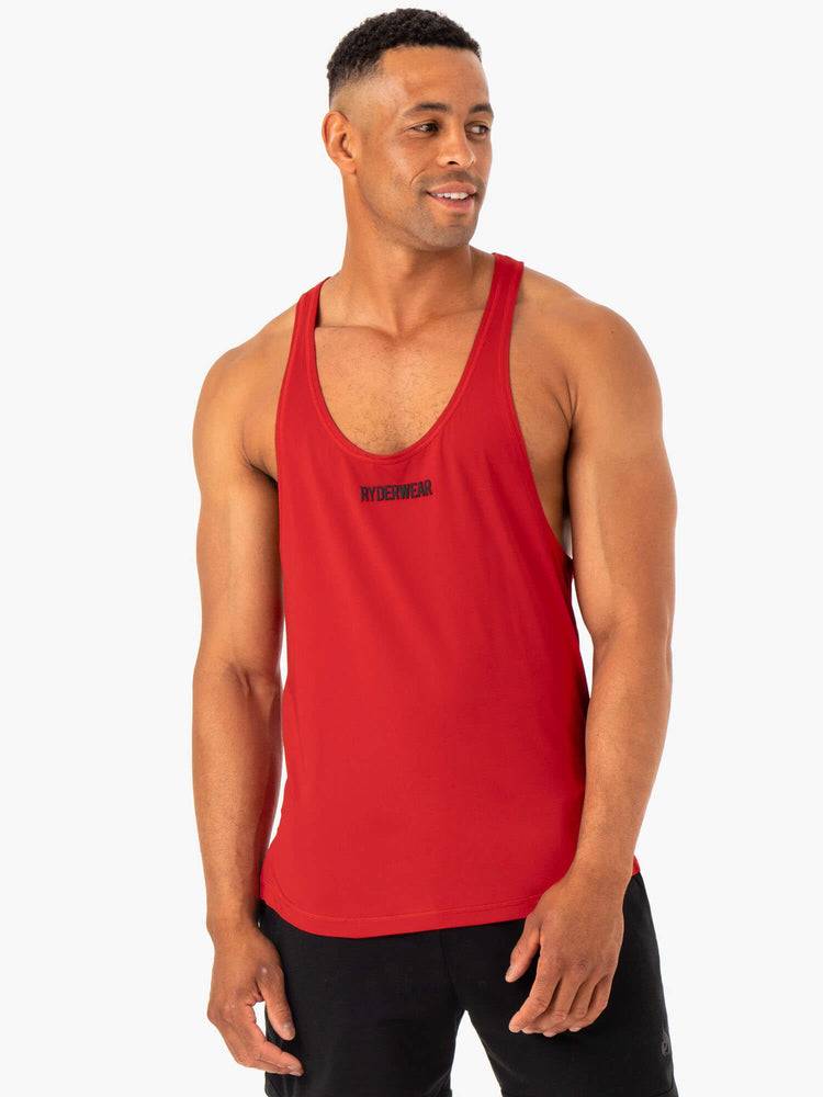 Men\'s Ryderwear Men Gym Stringers Optimal Mesh T-Back Gym Stringers Red | NZ1532QZ