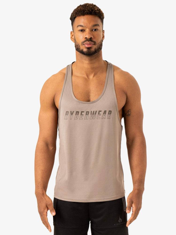 Men's Ryderwear Men Gym Stringers Overdrive Stringer T-Back Gym Stringers Mushroom | NZ1534EX