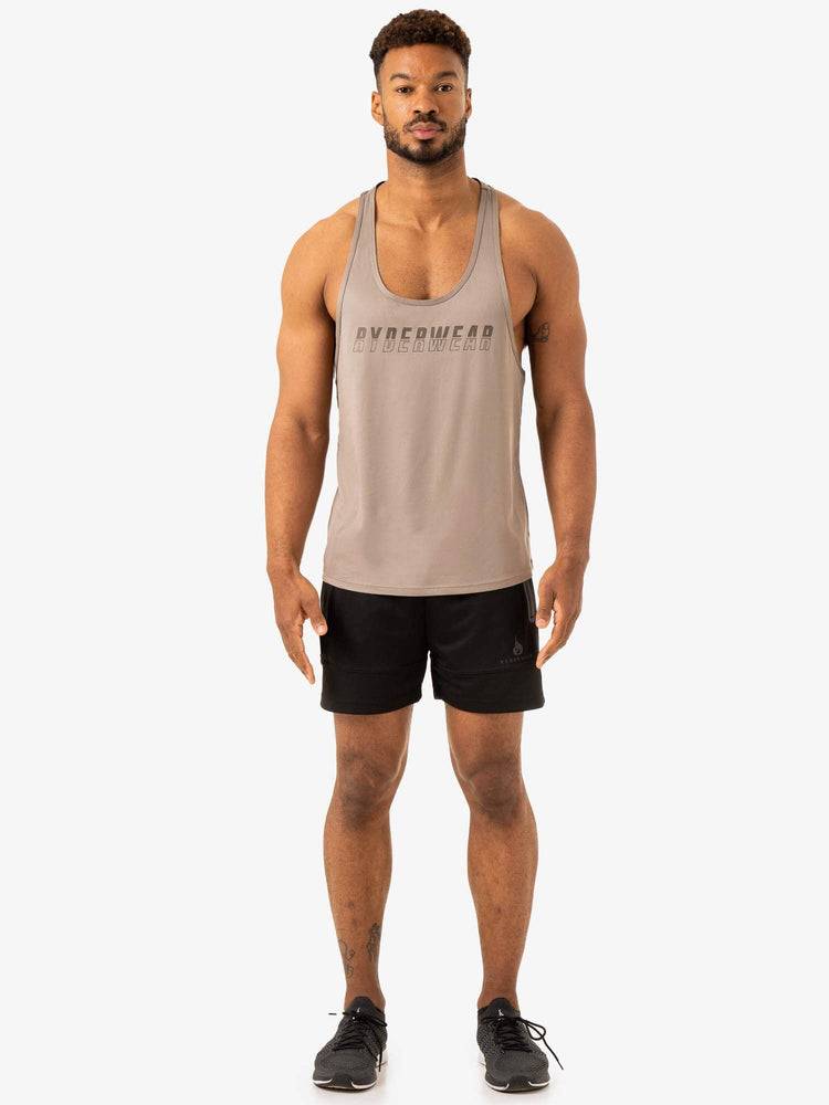 Men's Ryderwear Men Gym Stringers Overdrive Stringer T-Back Gym Stringers Mushroom | NZ1534EX