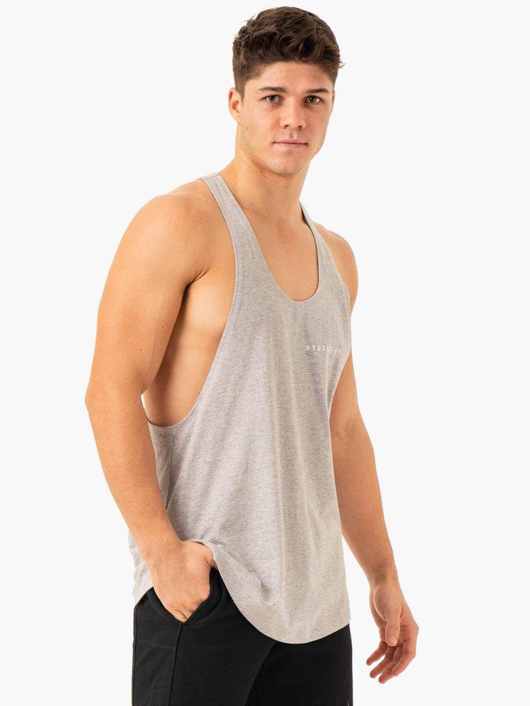 Men's Ryderwear Men Gym Stringers Pursuit Stringer T-Back Gym Stringers Light Grey Marl | NZ1537YU