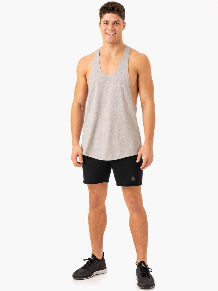 Men's Ryderwear Men Gym Stringers Pursuit Stringer T-Back Gym Stringers Light Grey Marl | NZ1537YU