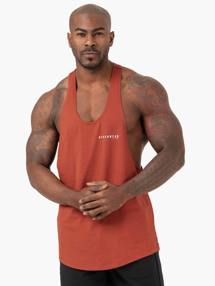 Men\'s Ryderwear Men Gym Stringers Pursuit Stringer T-Back Gym Stringers Red Clay | NZ1538UT