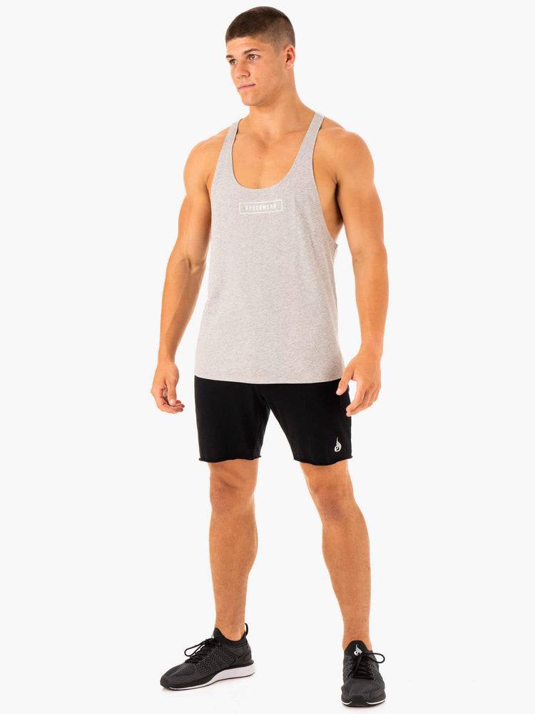 Men's Ryderwear Men Gym Stringers Recharge Stringer T-Back Gym Stringers Grey Marl | NZ1539IS