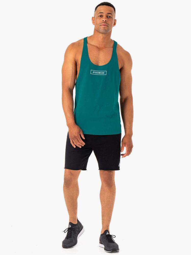 Men's Ryderwear Men Gym Stringers Recharge Stringer T-Back Gym Stringers Teal | NZ1540OR