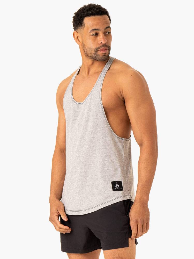 Men's Ryderwear Men Gym Stringers Vital Stringer T-Back Gym Stringers Grey Marl | NZ1544DN