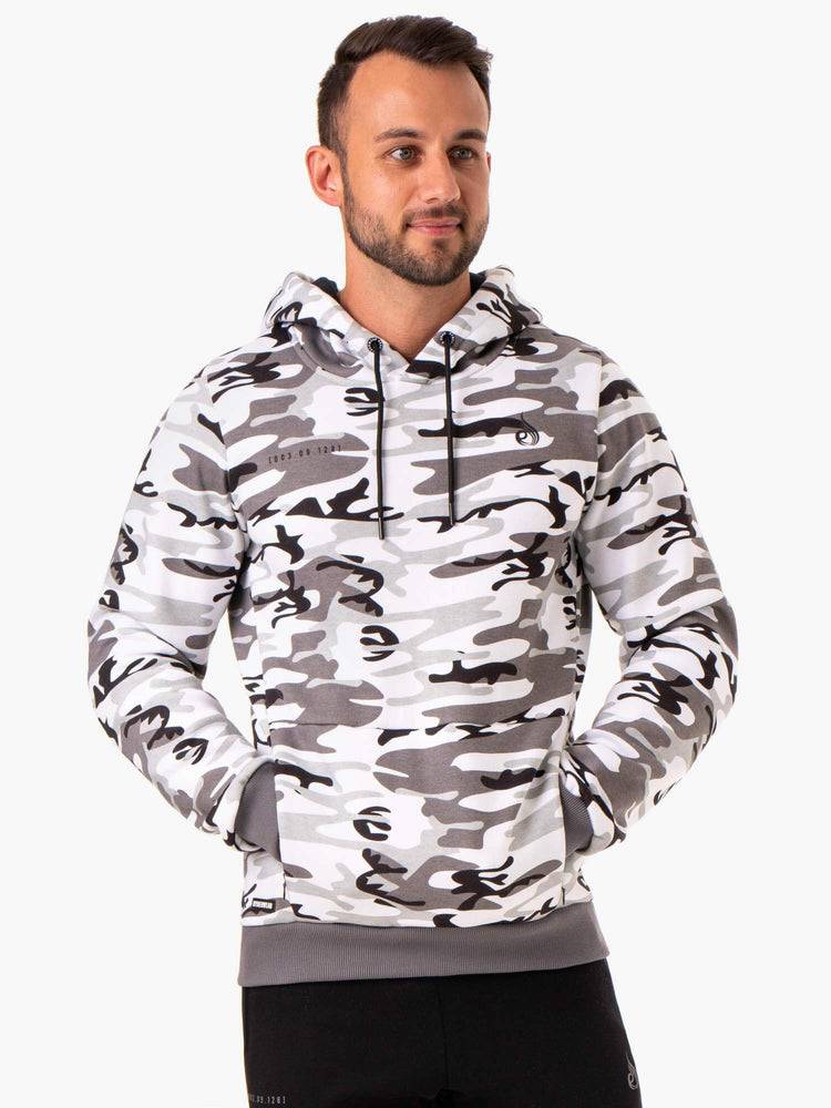 Men's Ryderwear Men Hoodie Camo Tech Pullover Hoodie Snow Camo | NZ1457RW