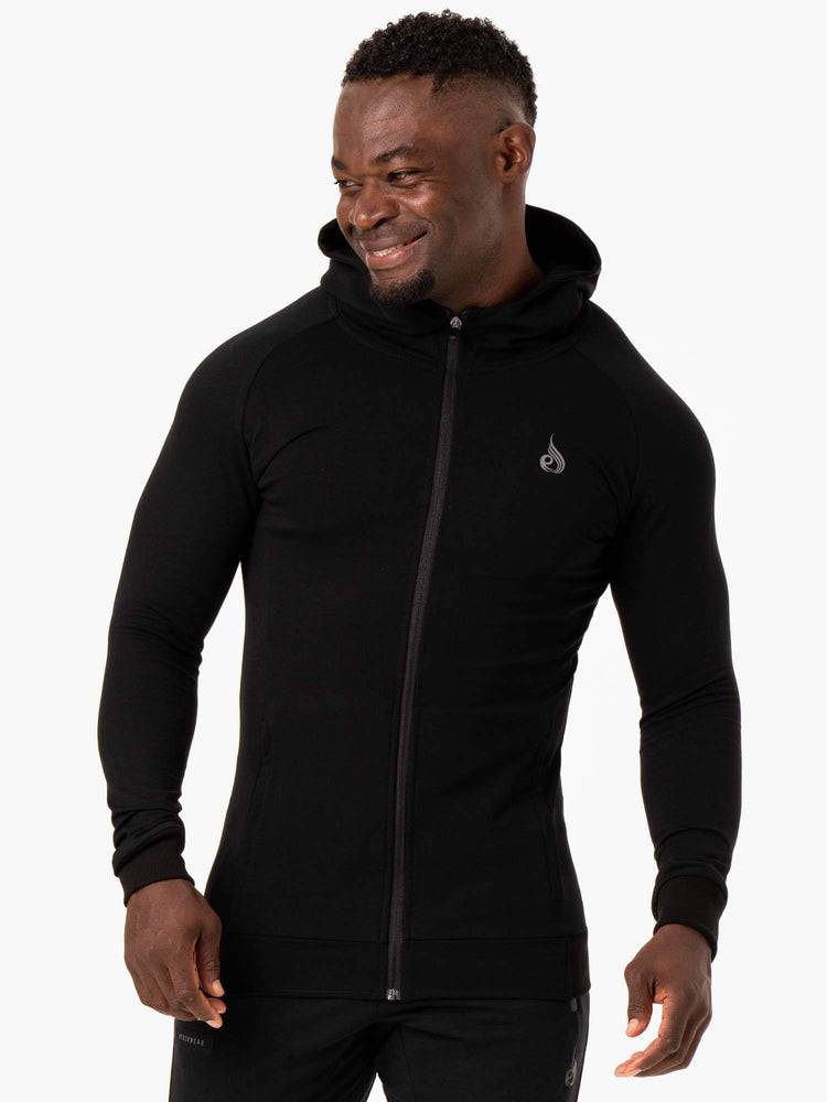 Men\'s Ryderwear Men Hoodie Critical Zip Up Hoodie Black | NZ1458TV