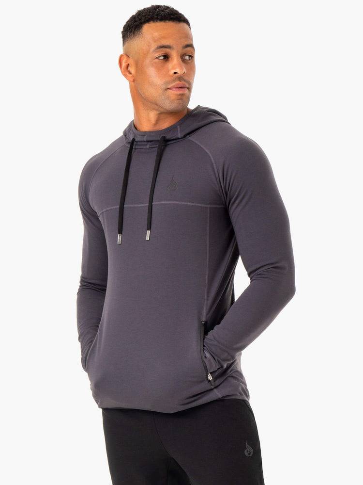 Men\'s Ryderwear Men Hoodie Optimal Pullover Hoodie Charcoal | NZ1467FM